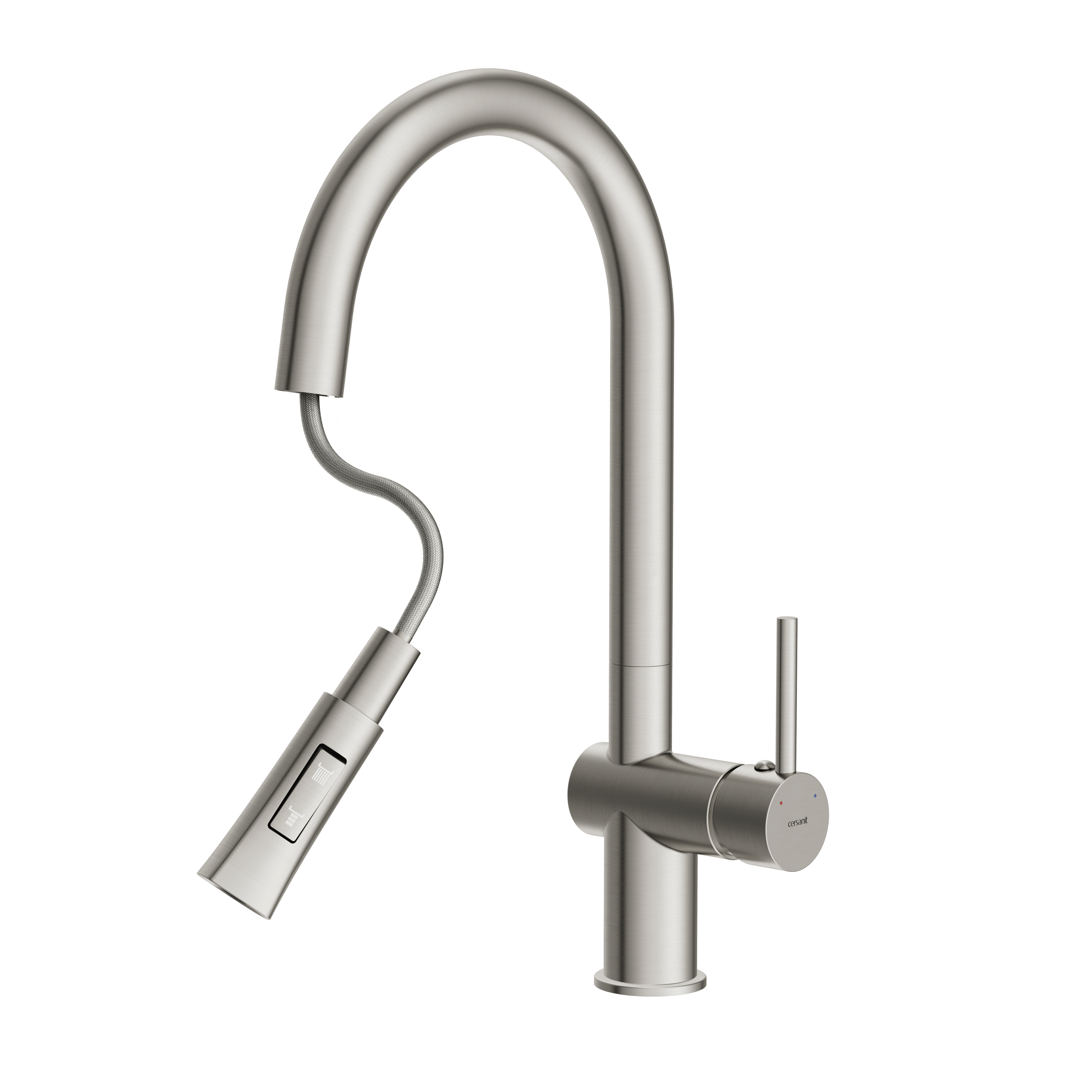 Изображение товара Смеситель для кухни Cersanit Melar выдвижной излив 19 см цвет никель