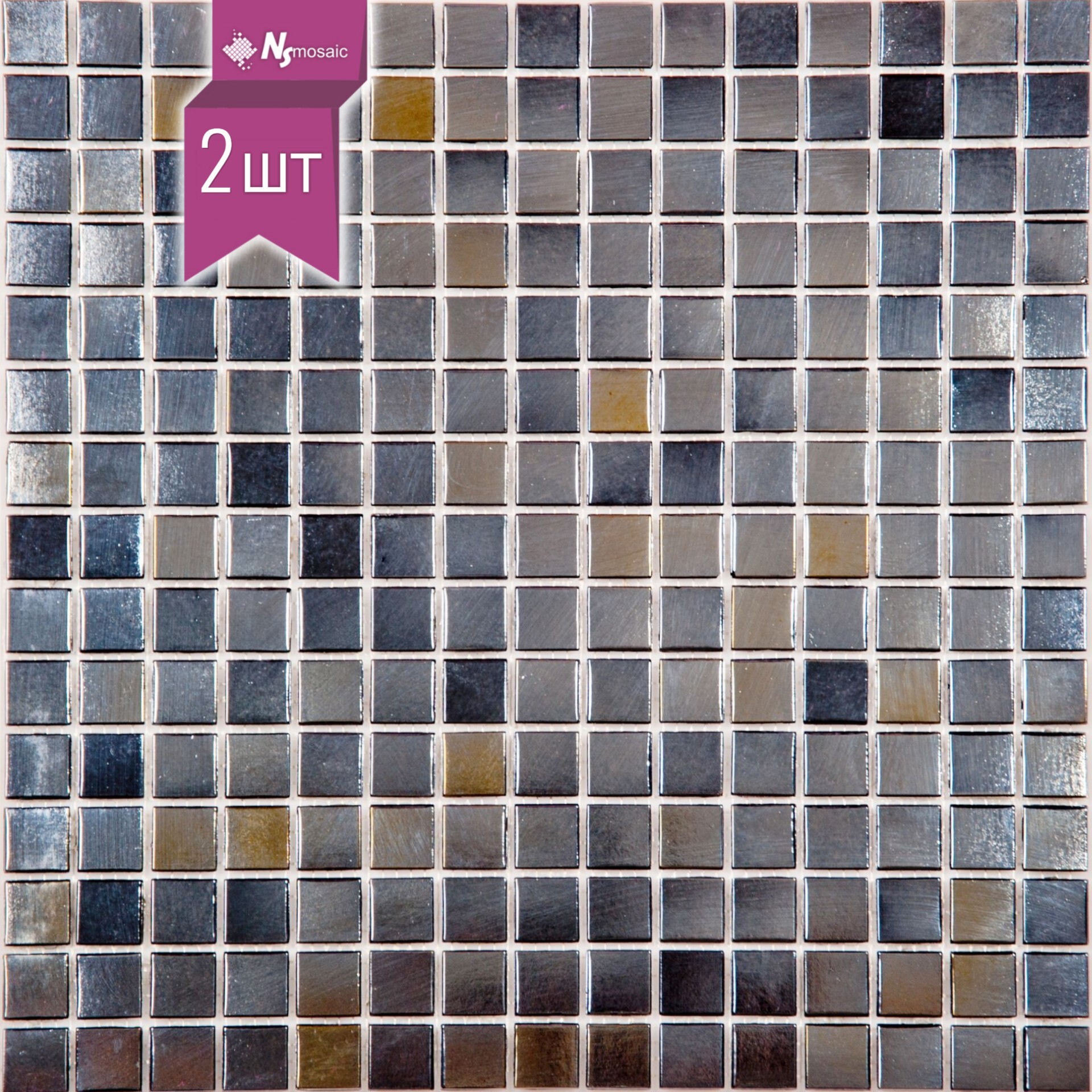 Изображение товара Декоративная мозаика Nsmosaic 20LK02 уп 2 шт 32.70x32.70 см цвет черный хамелеон
