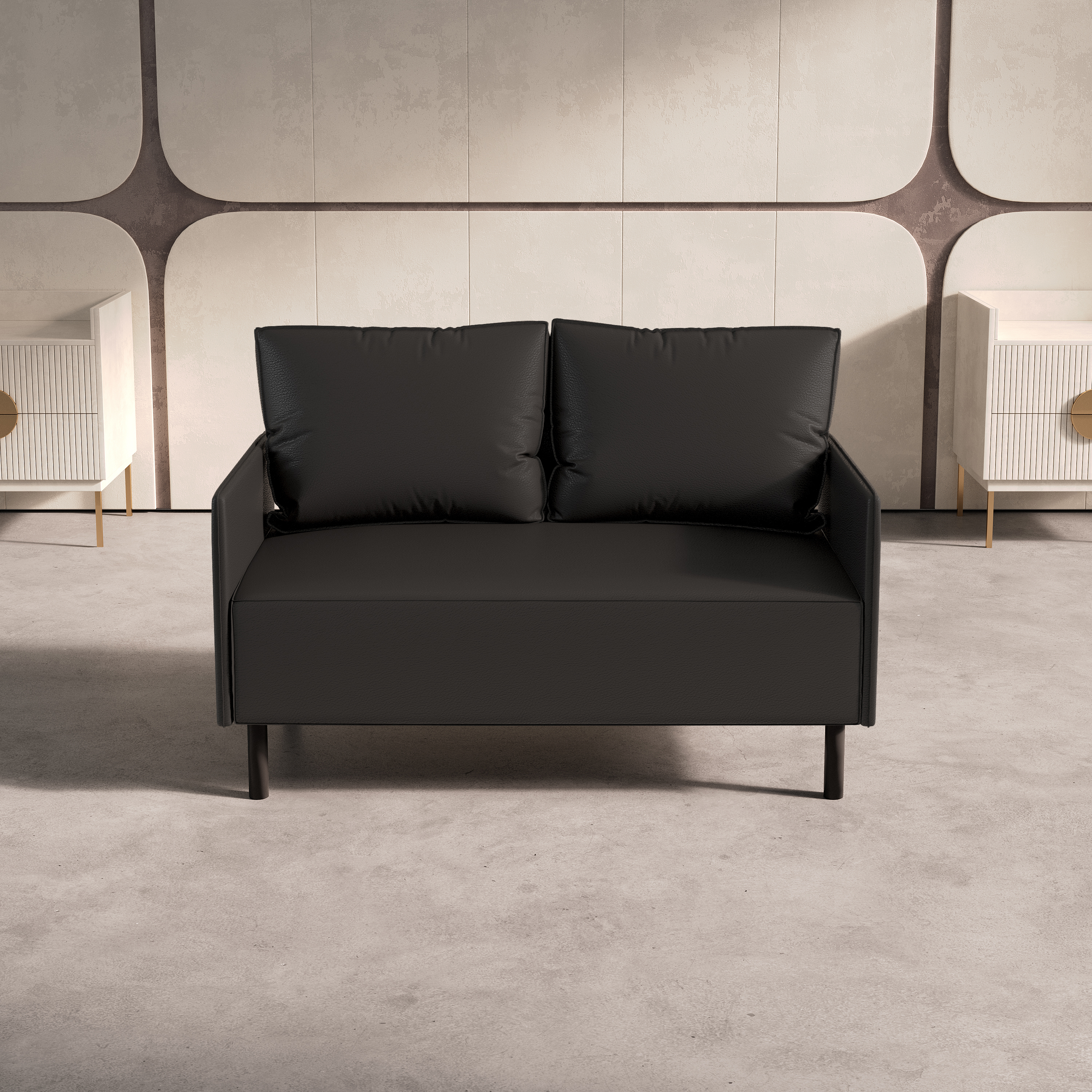 Изображение товара Диван SALON TRON ORION 117x82x66 см искусственная кожа черная прямой дизайн