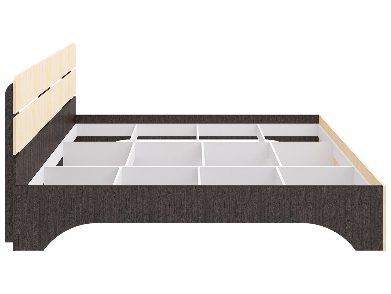 Изображение товара Кровать Пирамида Джулия 140 в/мол + осн 205 x 94 x 144 см ЛДСП цвет венге/молочный дуб