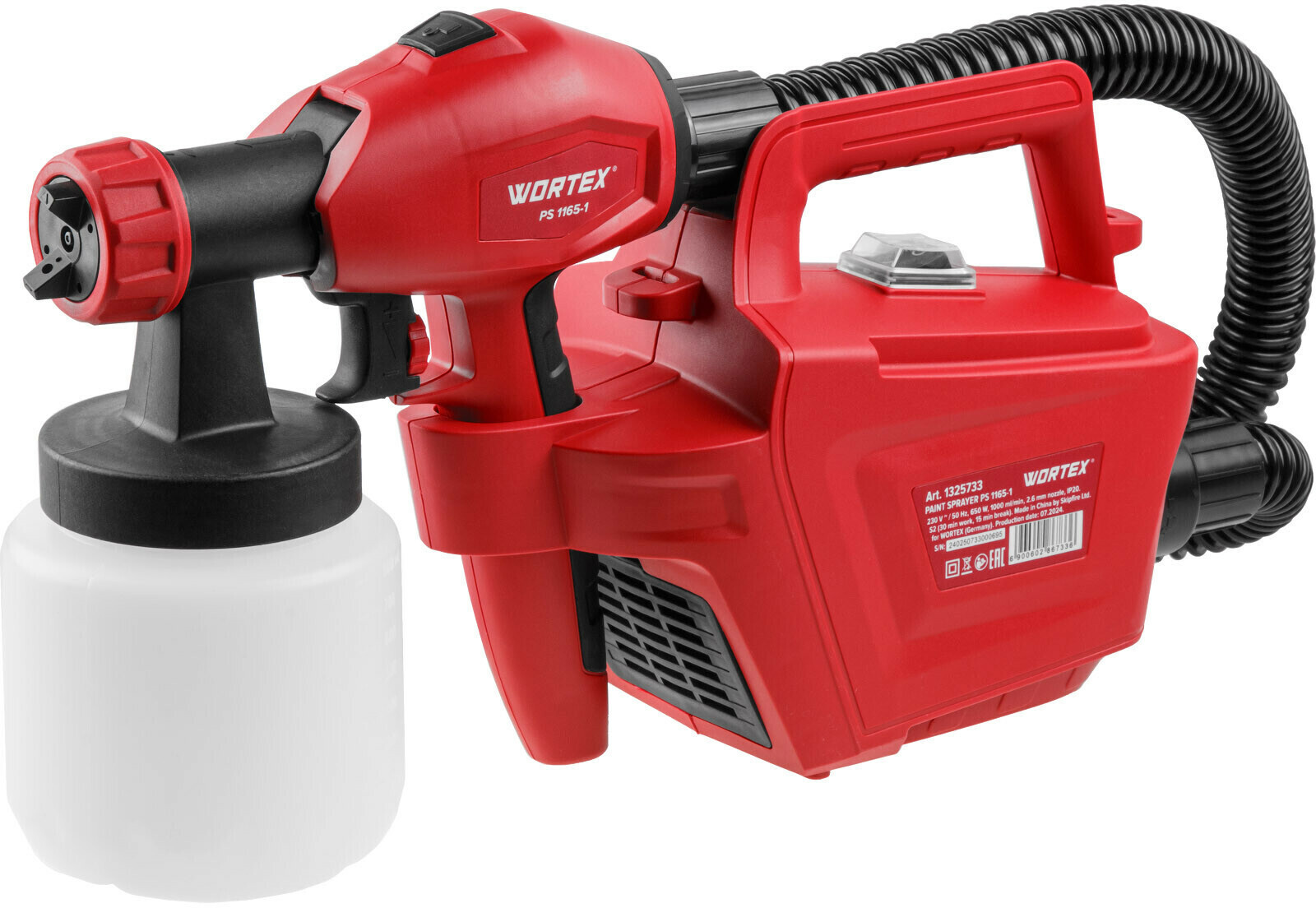 Изображение товара Краскопульт сетевой Wortex PS 1165-1, 650 Вт, 1 л/мин