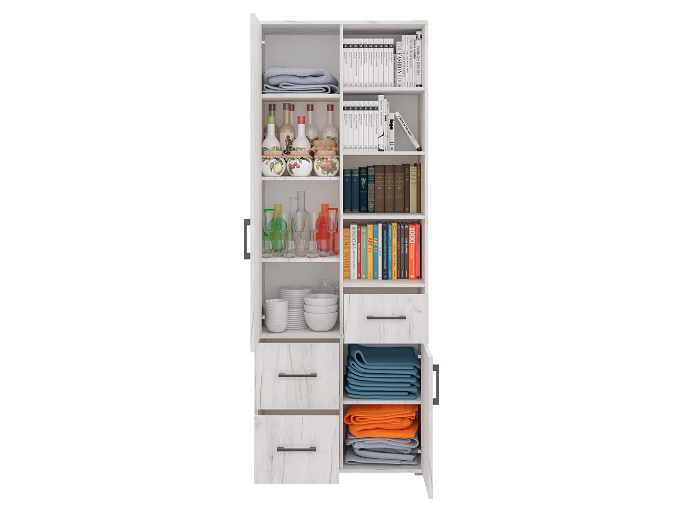 Изображение товара Двухдверный шкаф Пирамида Топаз 80х210х38 см белый ЛДСП стильный и функциональный