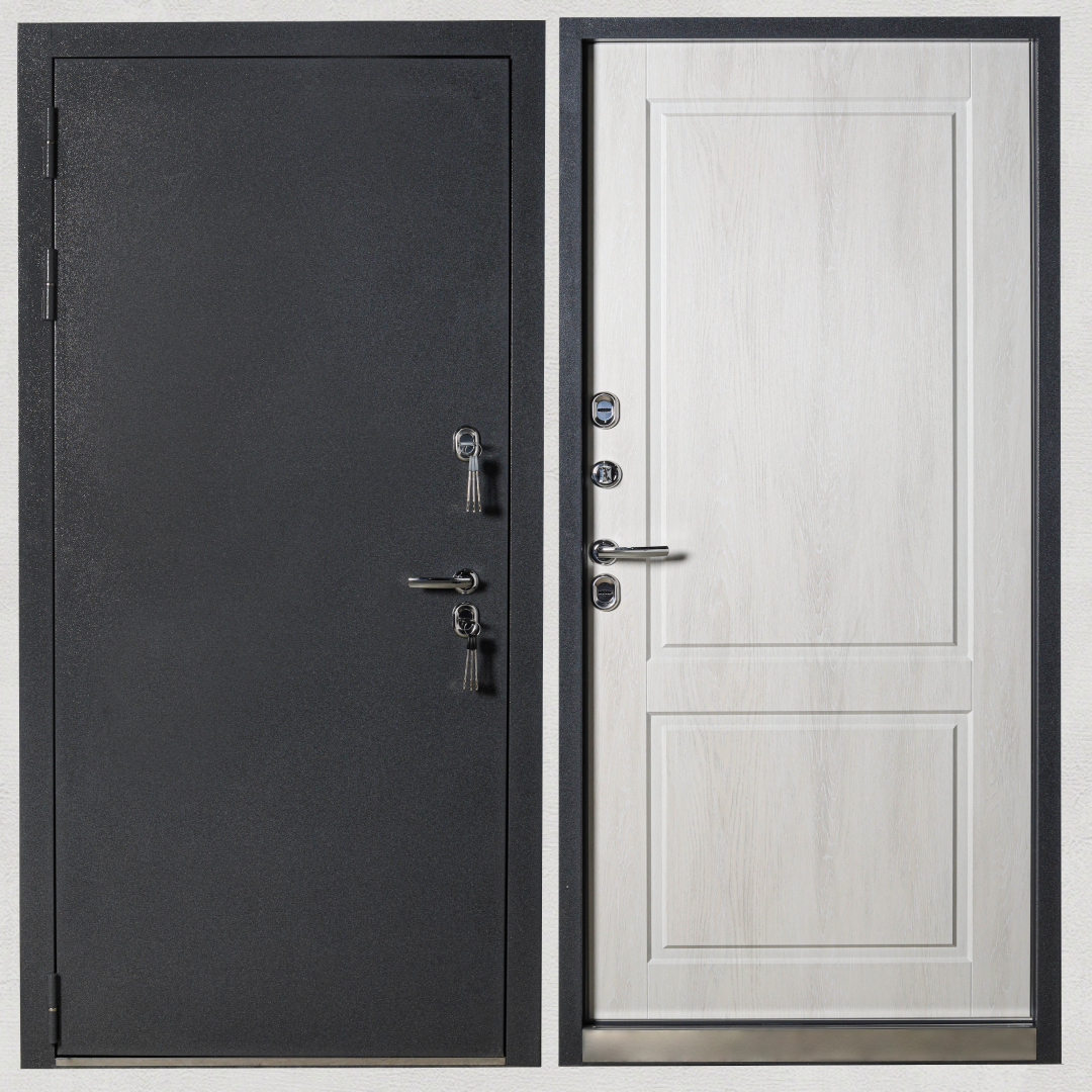 Изображение товара Входная дверь Kvarta TS правый 205x96см цвет серый/белое дерево