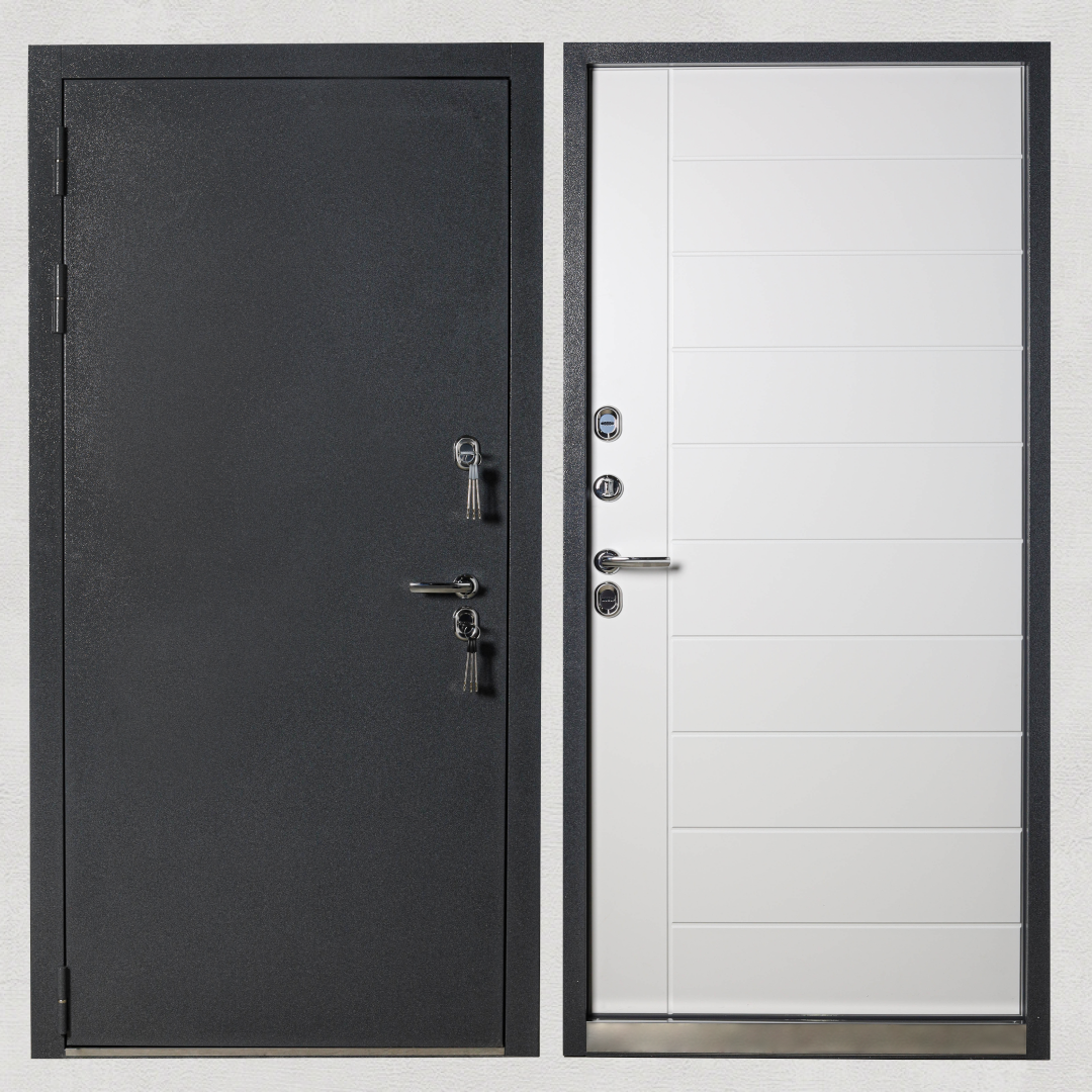 Изображение товара Входная дверь Kvarta TS правый 205x96см цвет серый/белый софт