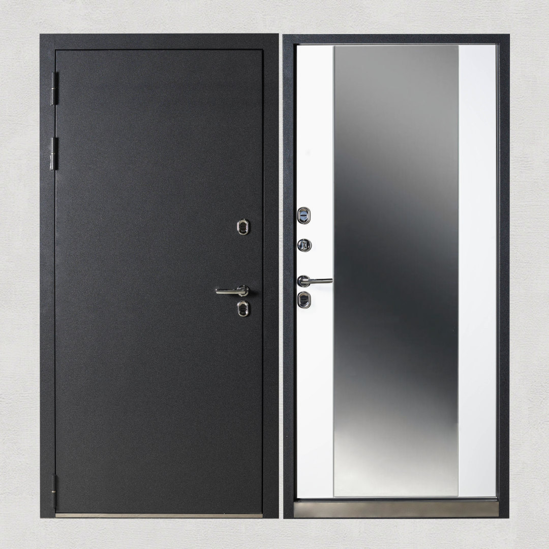 Изображение товара Входная дверь KVARTA TS правый 205x96 см серый/белый софт с зеркалом