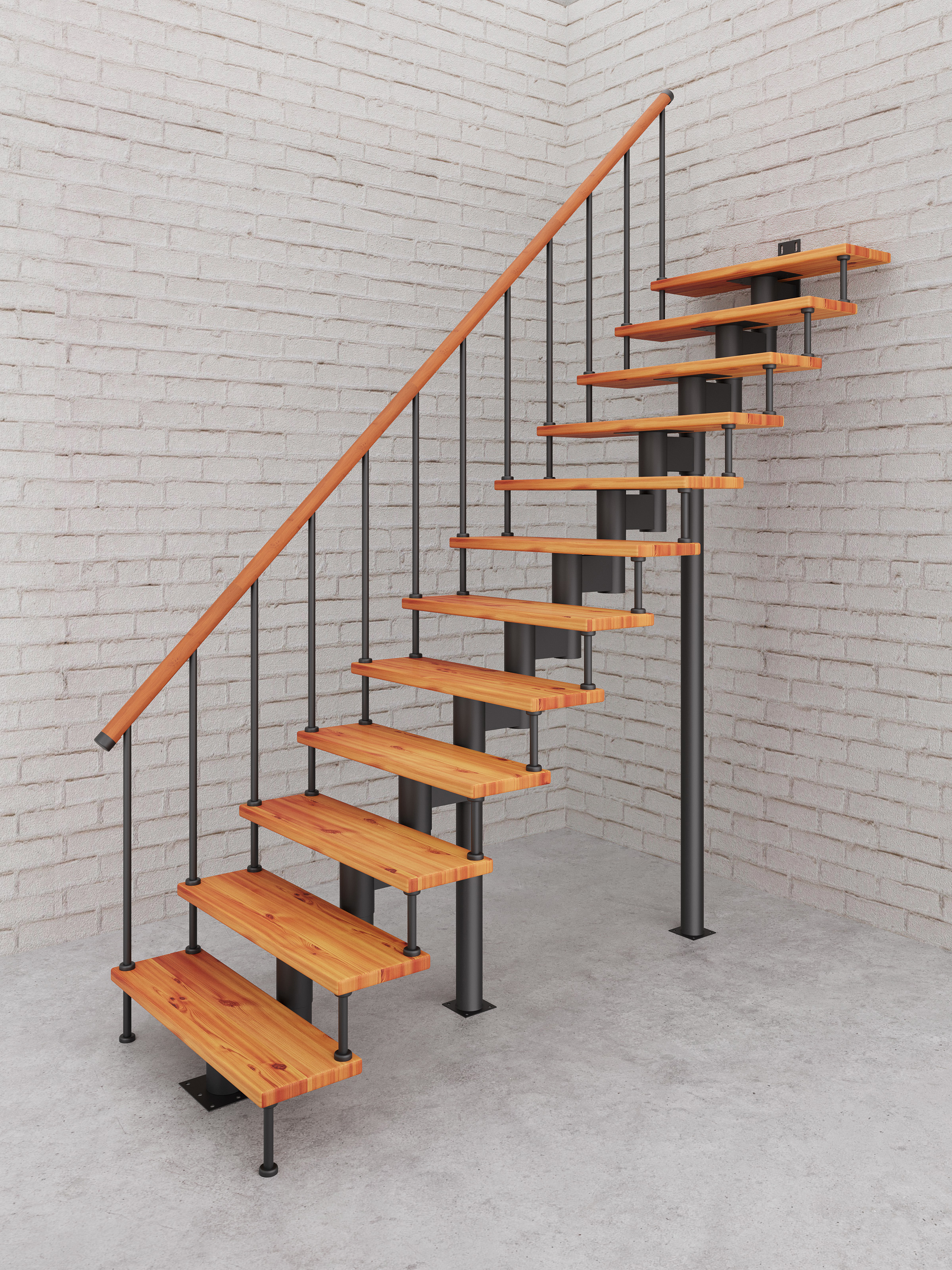 Изображение товара Модульная лестница Стамет Престиж прямой 2475 мм черная для дома