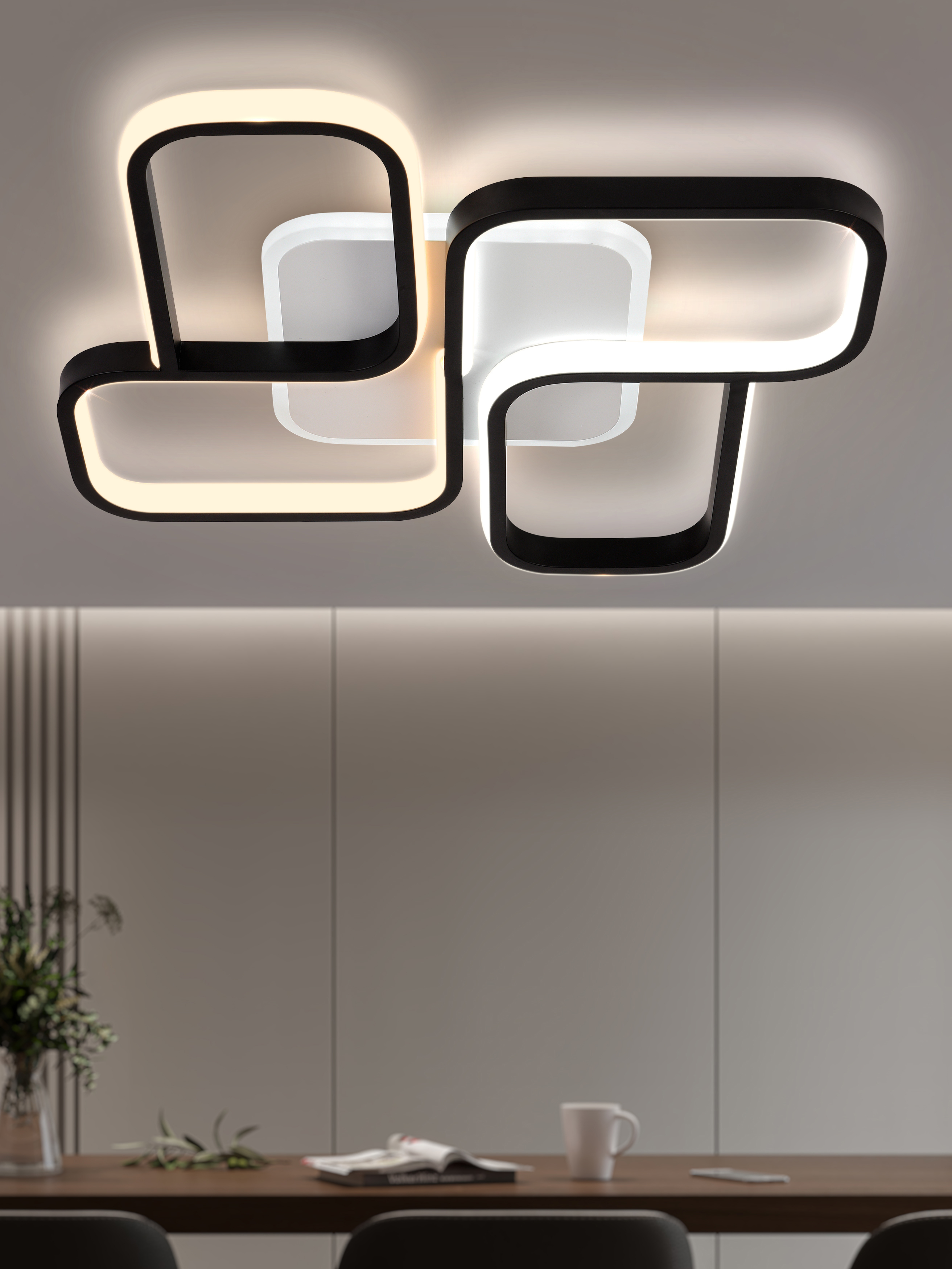 Изображение товара Люстра потолочная светодиодная Rivoli Lydia 6104-101 белый квадрат пульт управление 81 Вт