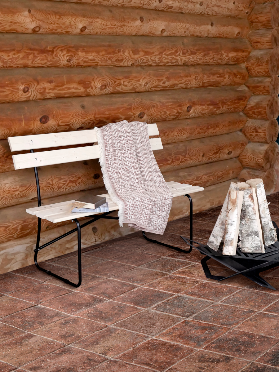 Изображение товара Дача скамья садовая Laksi 120 см бежевый металл и дерево уличная и внутри