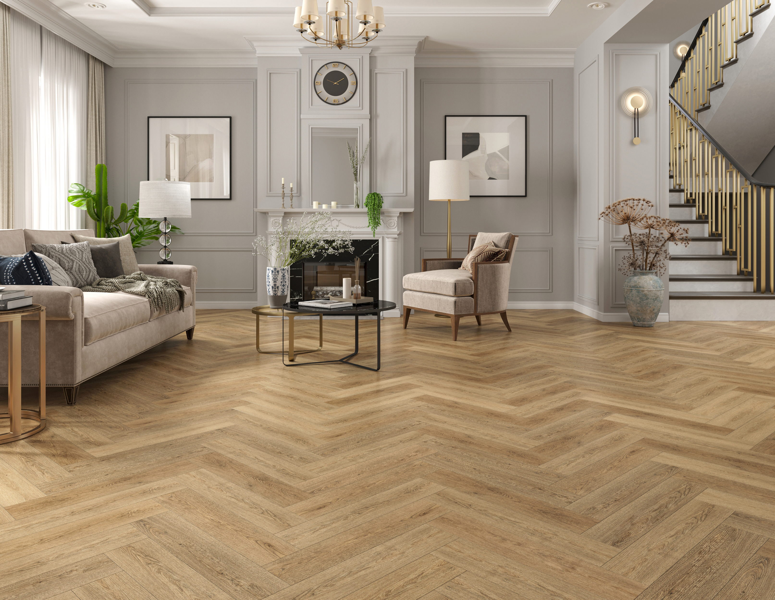 Изображение товара LVT Плитка Tulesna Art Parquet Lvt Stella ёлка 43 класс толщина 2.50 мм 2.228 м², цена за упаковку