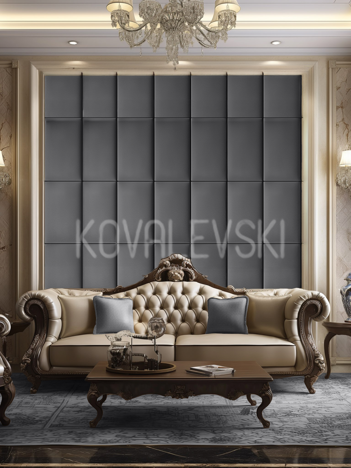 Изображение товара Мягкая панель Kovalevski 1000x400x26мм 0.40м² цвет графит 2шт