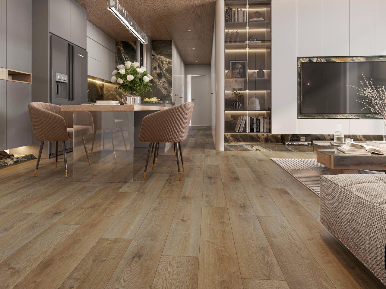 Изображение товара SPC плитка I-Floors Chamfer Дуб Тахо 43 класс 4 мм 122х18.3 см упаковка 2.23 м²