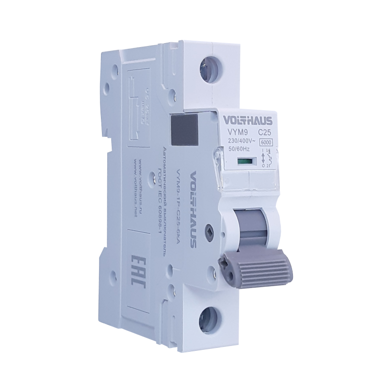 Изображение товара Автоматический выключатель Volthaus VYM9 1P C25 А 6 кА VYM9-1P-C25-6кА