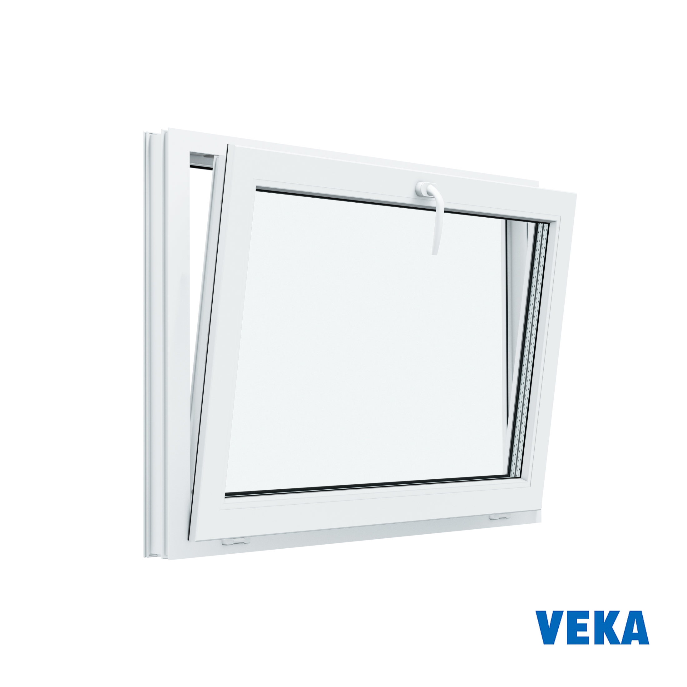 Изображение товара Пластиковое окно ПВХ VEKA 500x800мм (ВхШ) фрамуга двухкамерный стеклопакет белый (с двух сторон)