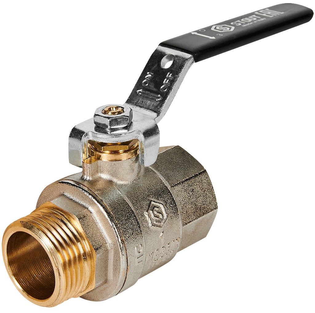 Изображение товара Кран шаровой прямой Stout DN25 PN40 1" НР/ВР латунь ручка рычаг