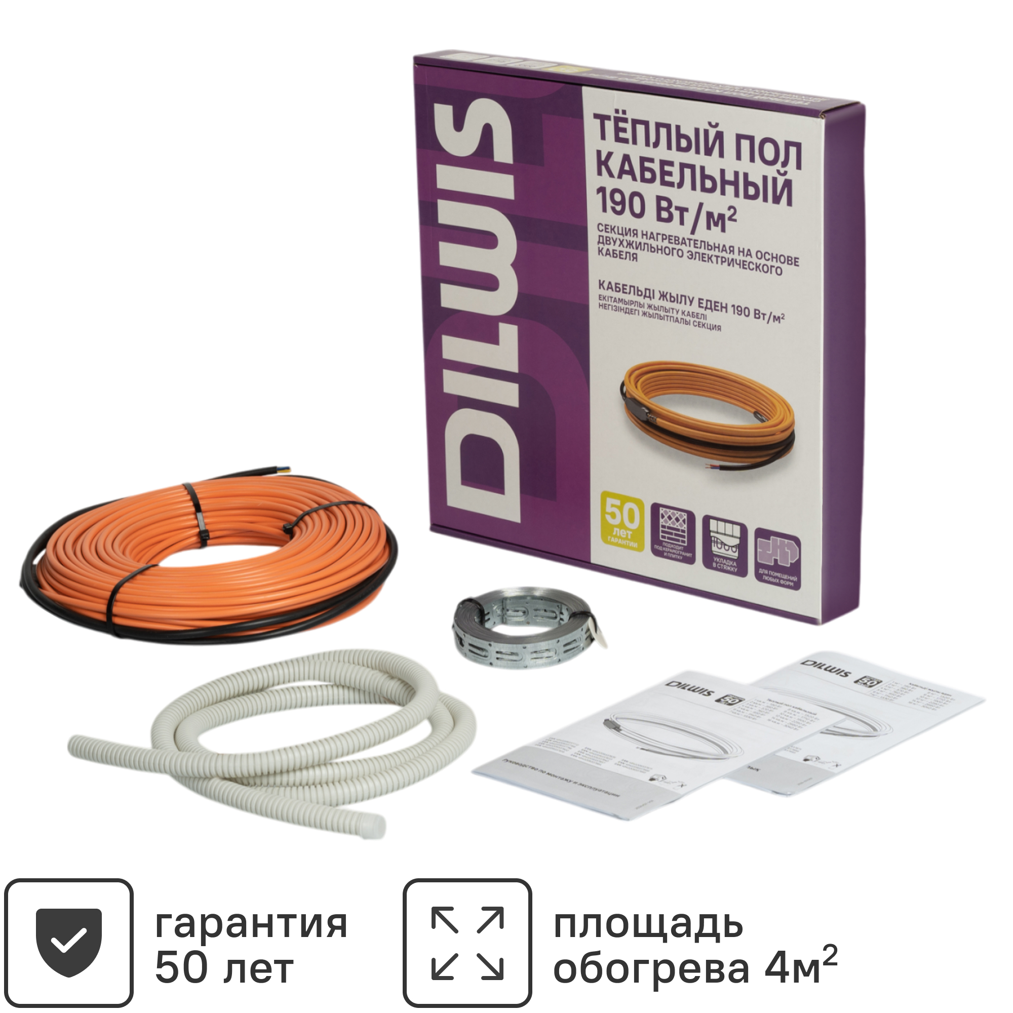 Изображение товара Нагревательный кабель для теплого пола DILWIS 4 м2 760 Вт с монтажной комплектацией