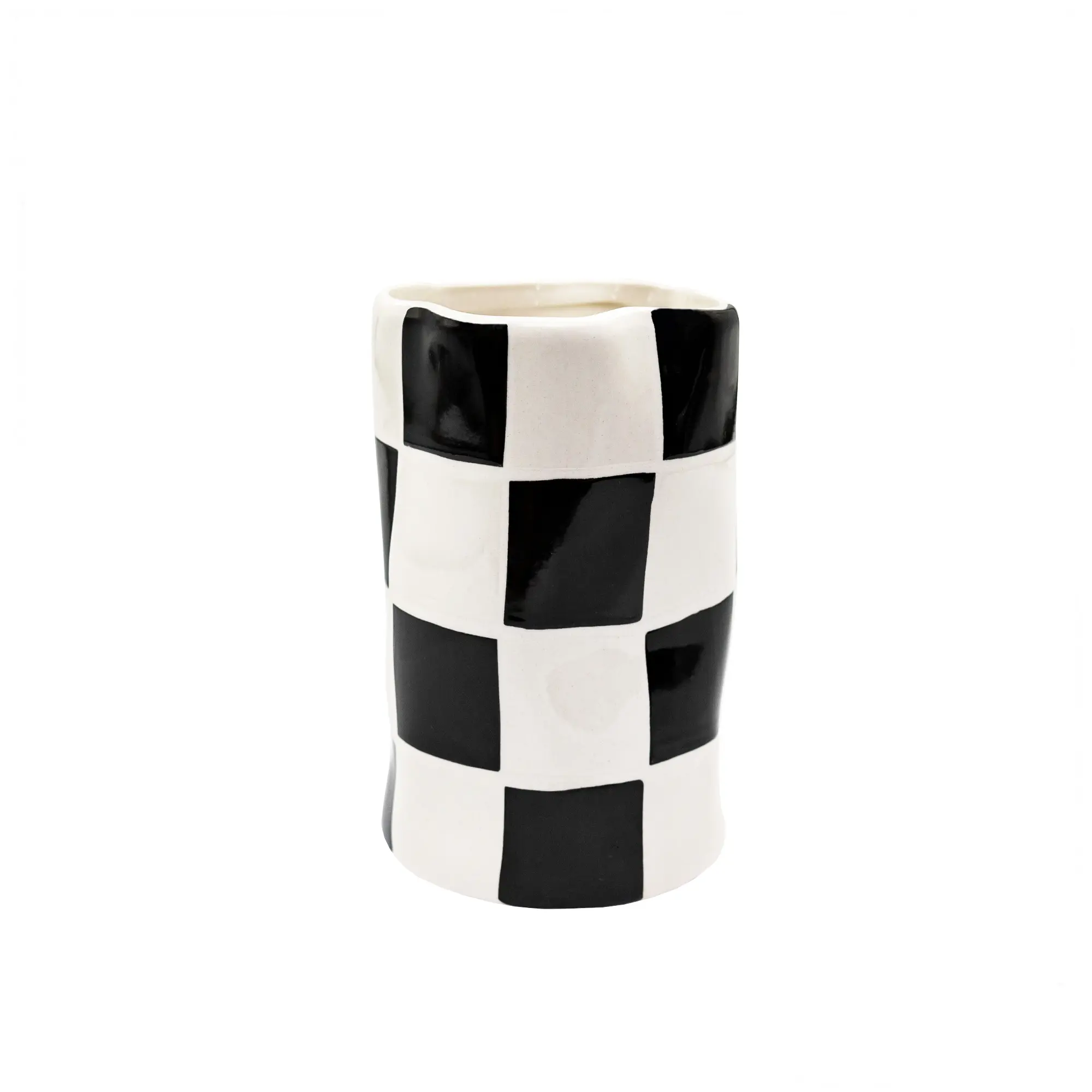 Стакан для зубных щёток Bath Plus Chess W-CE2023A-TB керамика цвет белые и черные квадратики