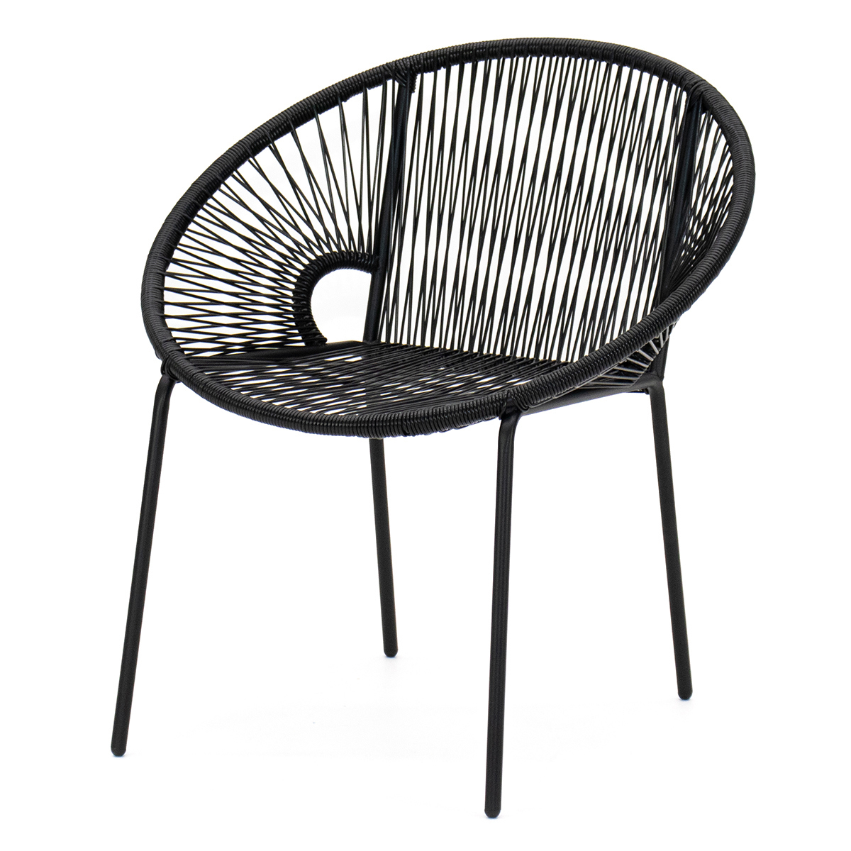 Изображение товара Стул садовый Kornera Луна 72 см x 63 см x 78 см искусственный ротанг черный 1 шт
