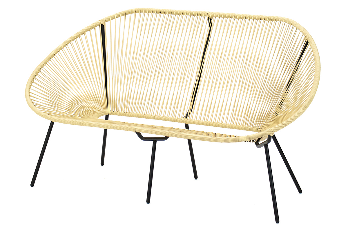 Изображение товара Диван садовый Kornera Акапулько 150 см x 80 см x 85 см искусственный ротанг бежевый 1 шт