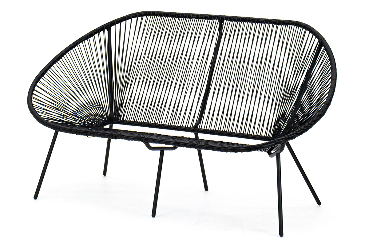 Изображение товара Диван садовый Kornera Акапулько 150 см x 80 см x 85 см искусственный ротанг черный 1 шт