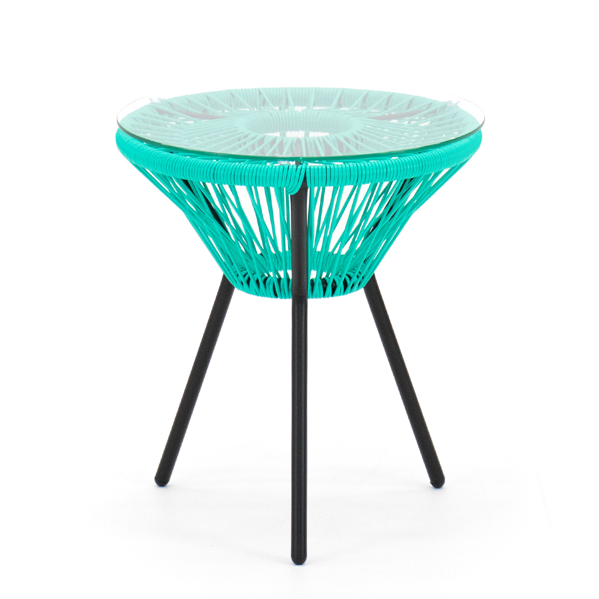 Изображение товара Кофейный садовый столик Акапулько из искусственного ротанга 42х42х48 см синий