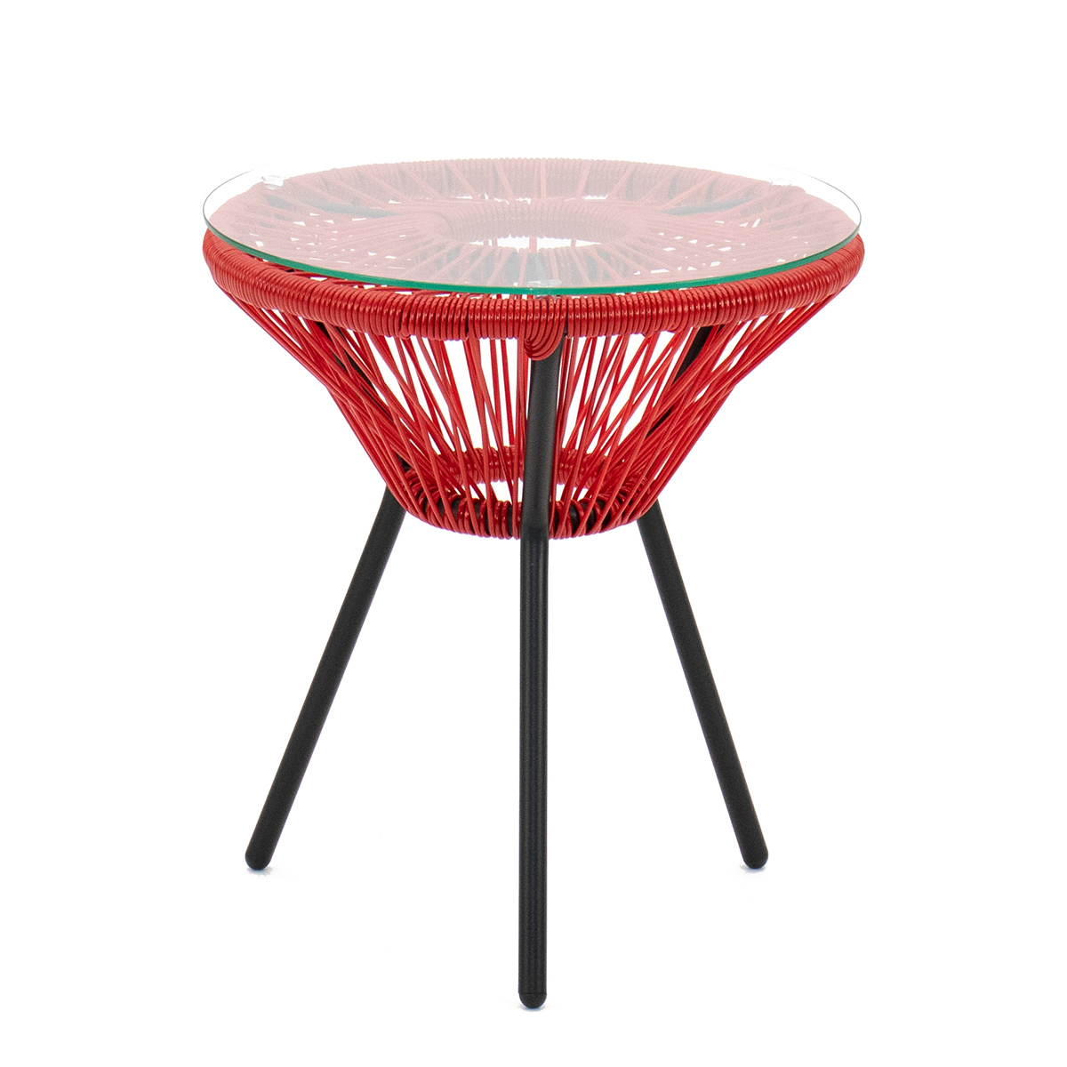 Изображение товара Кофейный садовый столик Kornera Акапулько 42см закаленное стекло красный