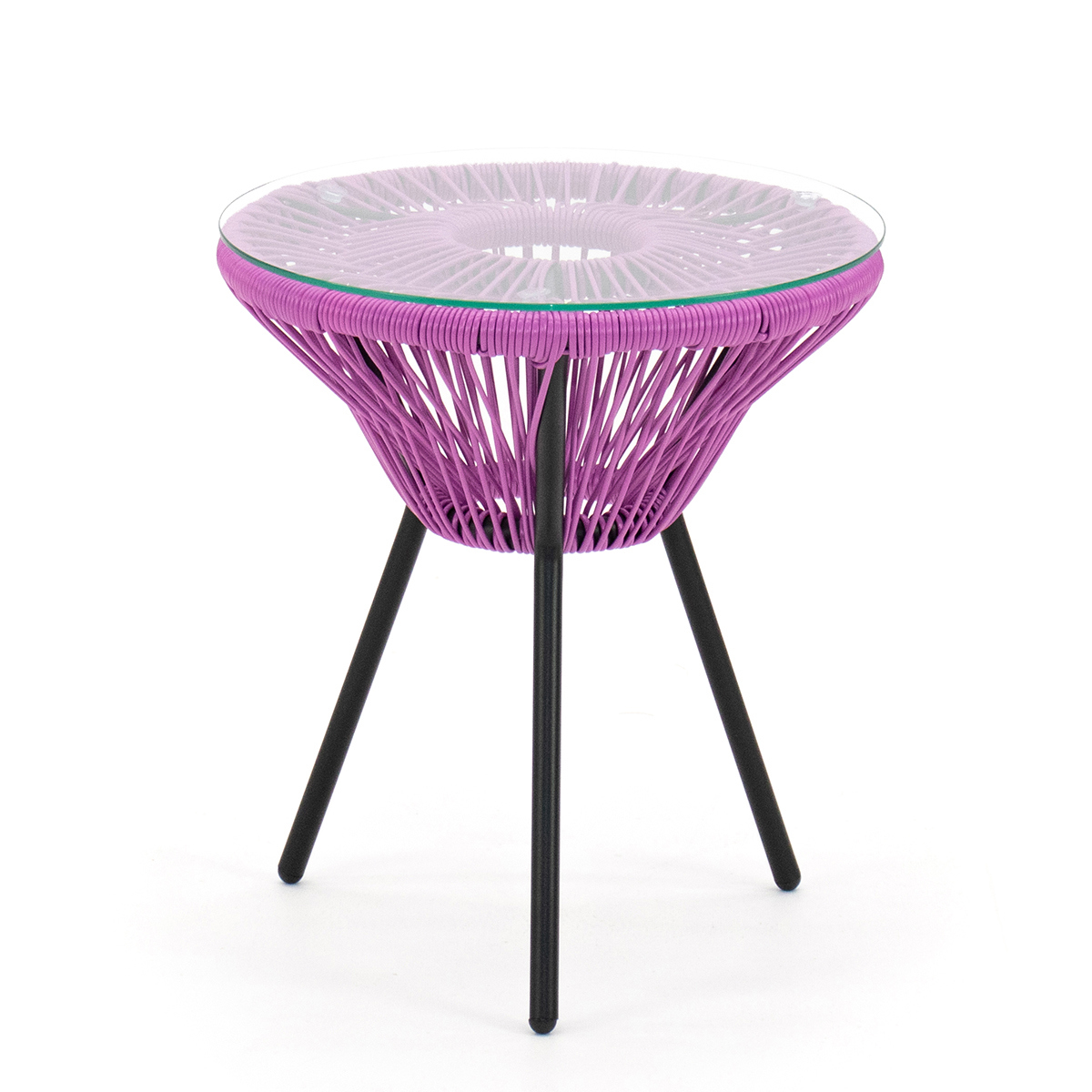 Изображение товара Садовый кофейный столик Kornera Акапулько 42x42x48 см, розовый, стекло, сталь