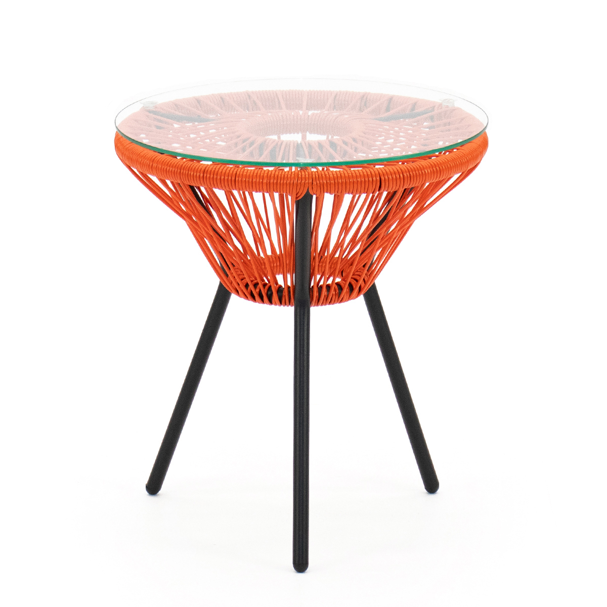 Изображение товара Садовый кофейный столик Kornera Акапулько 42x42x48 см искусственный ротанг оранжевый медный