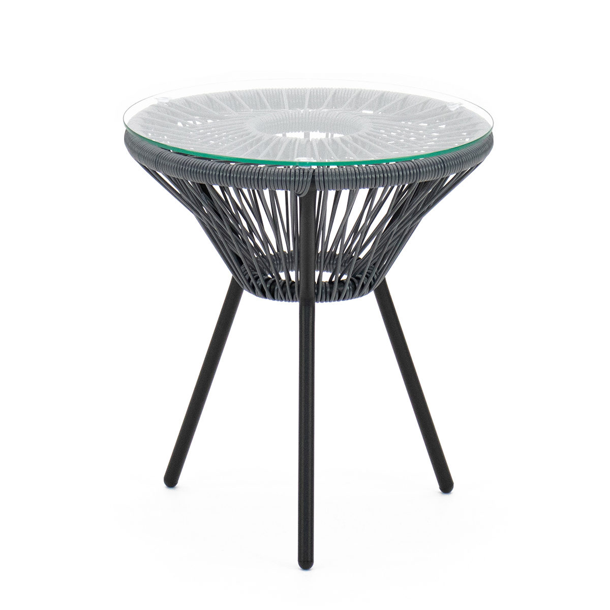 Изображение товара Кофейный садовый столик Kornera Акапулько 42x42 см серый искусственный ротанг Россия