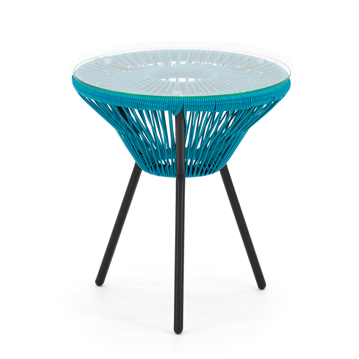 Изображение товара Садовый кофейный столик Kornera Акапулько 42x42x48 см сталь искусственный ротанг зеленый