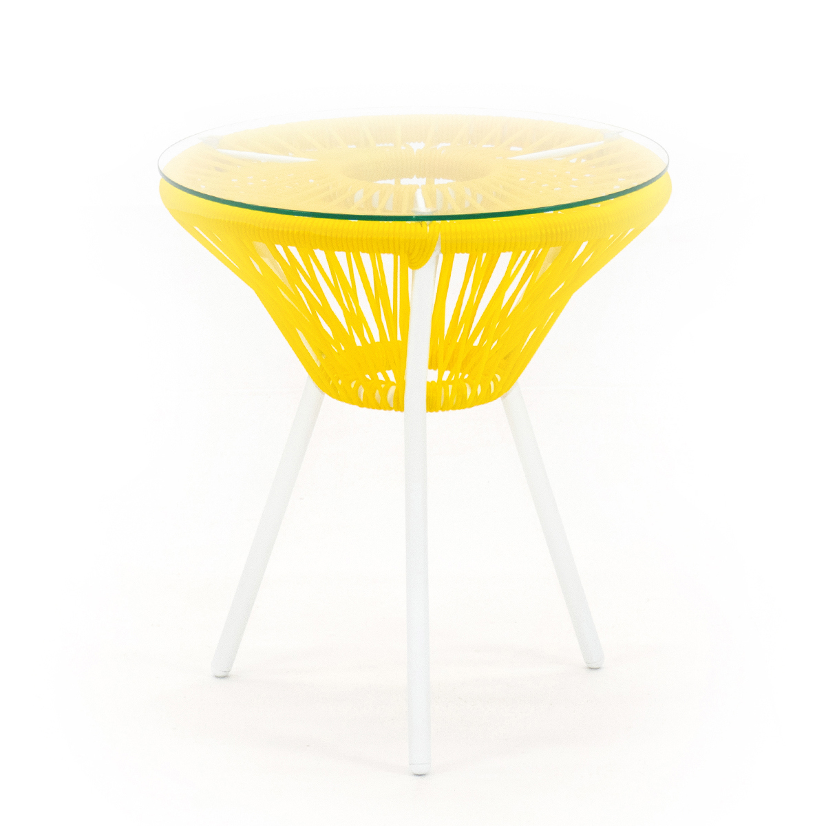 Изображение товара Садовый кофейный столик Kornera Акапулько 013002-wt-yl 42 см x 42 см x 48 см сталь искусственный ротанг желтый/золотой