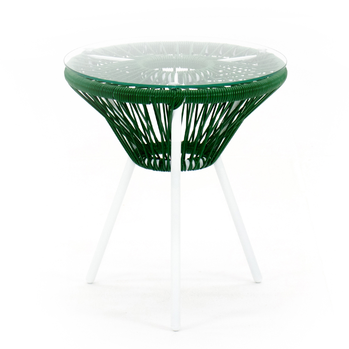 Изображение товара Садовый кофейный столик Kornera Акапулько 013002-wt-gn 42 см x 42 см x 48 см сталь искусственный ротанг зеленый