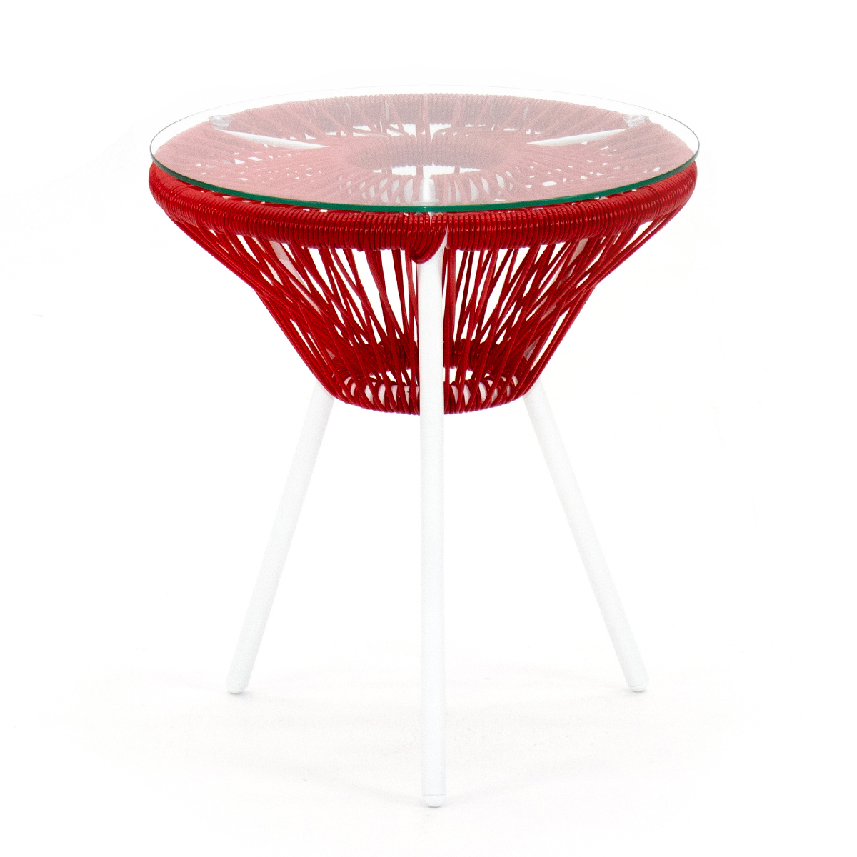 Изображение товара Садовый кофейный столик Kornera Акапулько 013002-wt-rd 42 см x 42 см x 48 см сталь искусственный ротанг красный