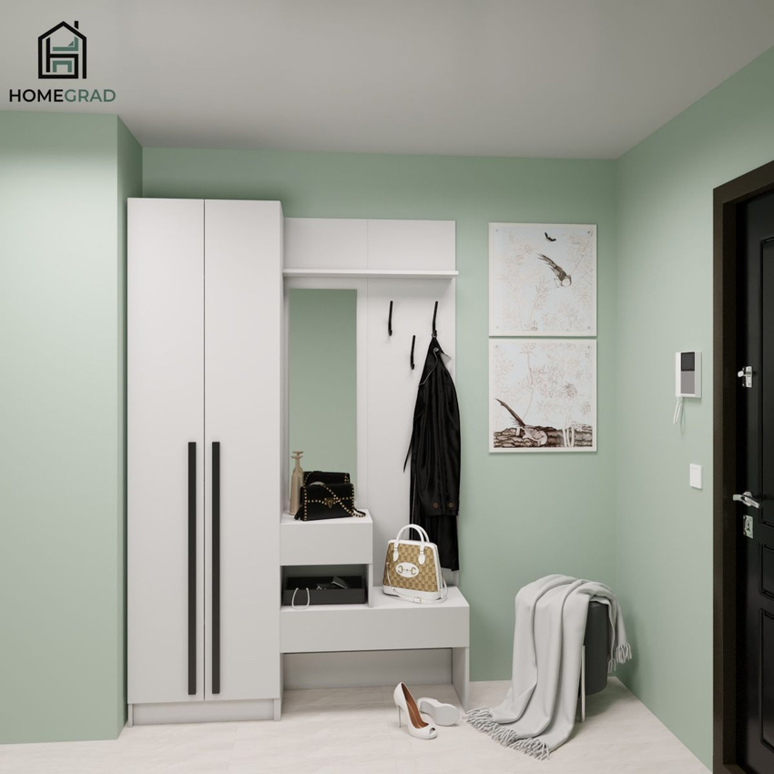 Изображение товара Комплект мебели для прихожей Homegrad Boston ЦБ-00017975 140x210x35.3 см ЛДСП цвет белый