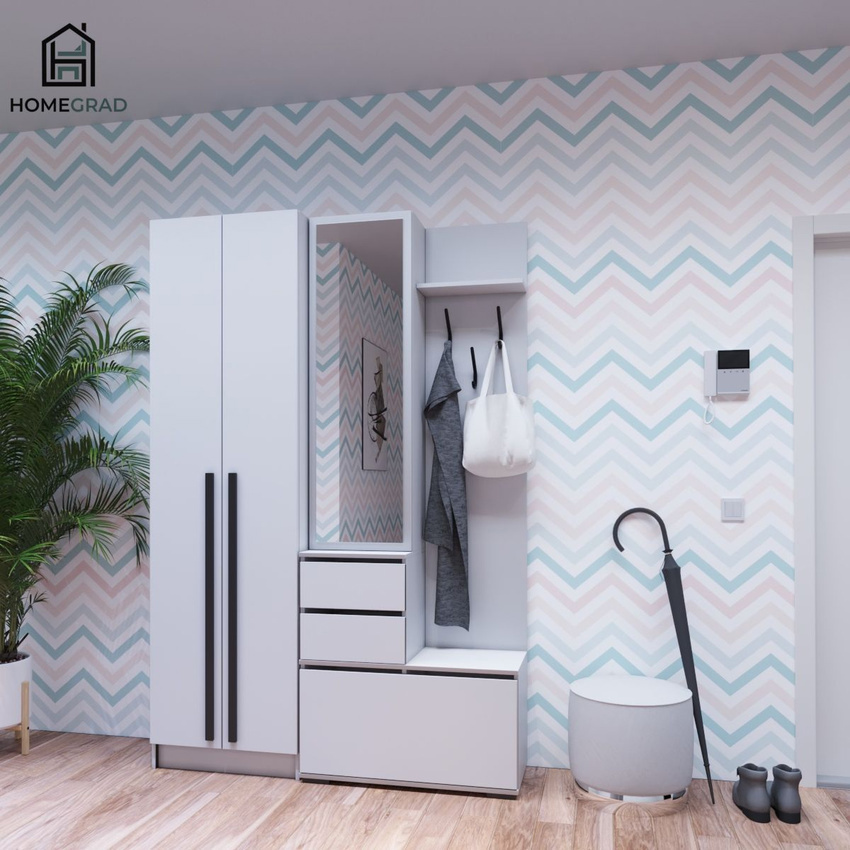 Изображение товара Комплект мебели для прихожей Homegrad Boston 140x210x35.3 см ЛДСП цвет белый