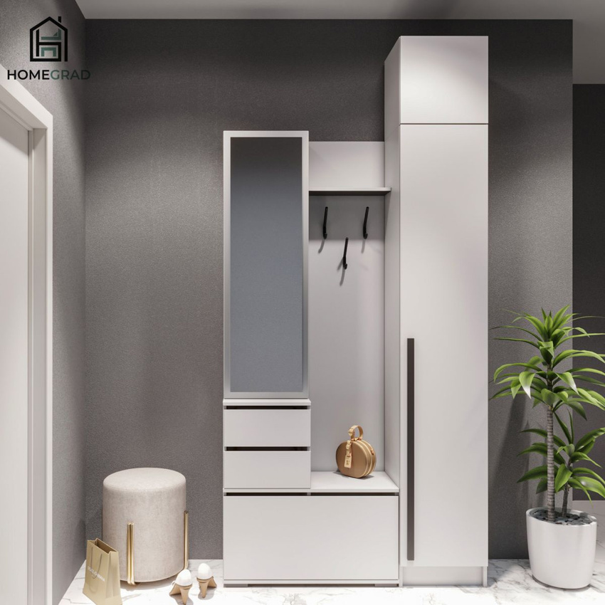 Изображение товара Комплект мебели для прихожей Homegrad Boston Цб-00017982 120x250x35.3 см ЛДСП цвет белый