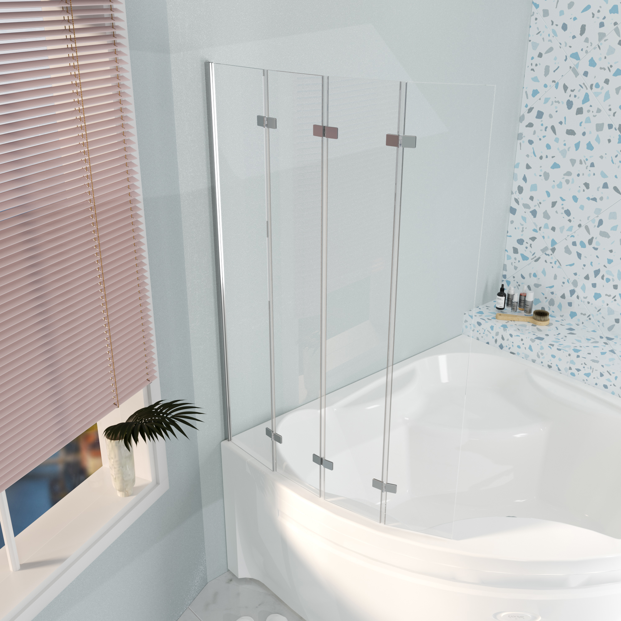 Изображение товара Ширма на ванну RADOMIR Смайл 100x140см 4 мм стекло