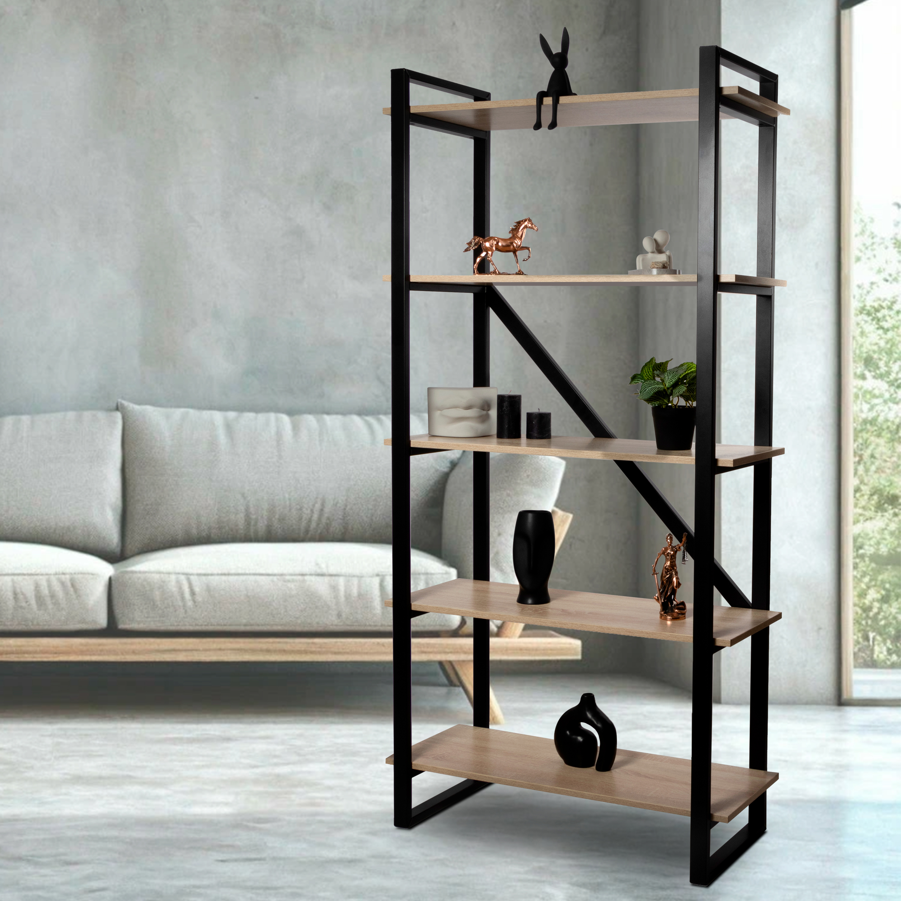 Изображение товара Стеллаж с полками Mitlan 90x1800x35 см нагрузка до 50 кг сталь цвет дуб сонома