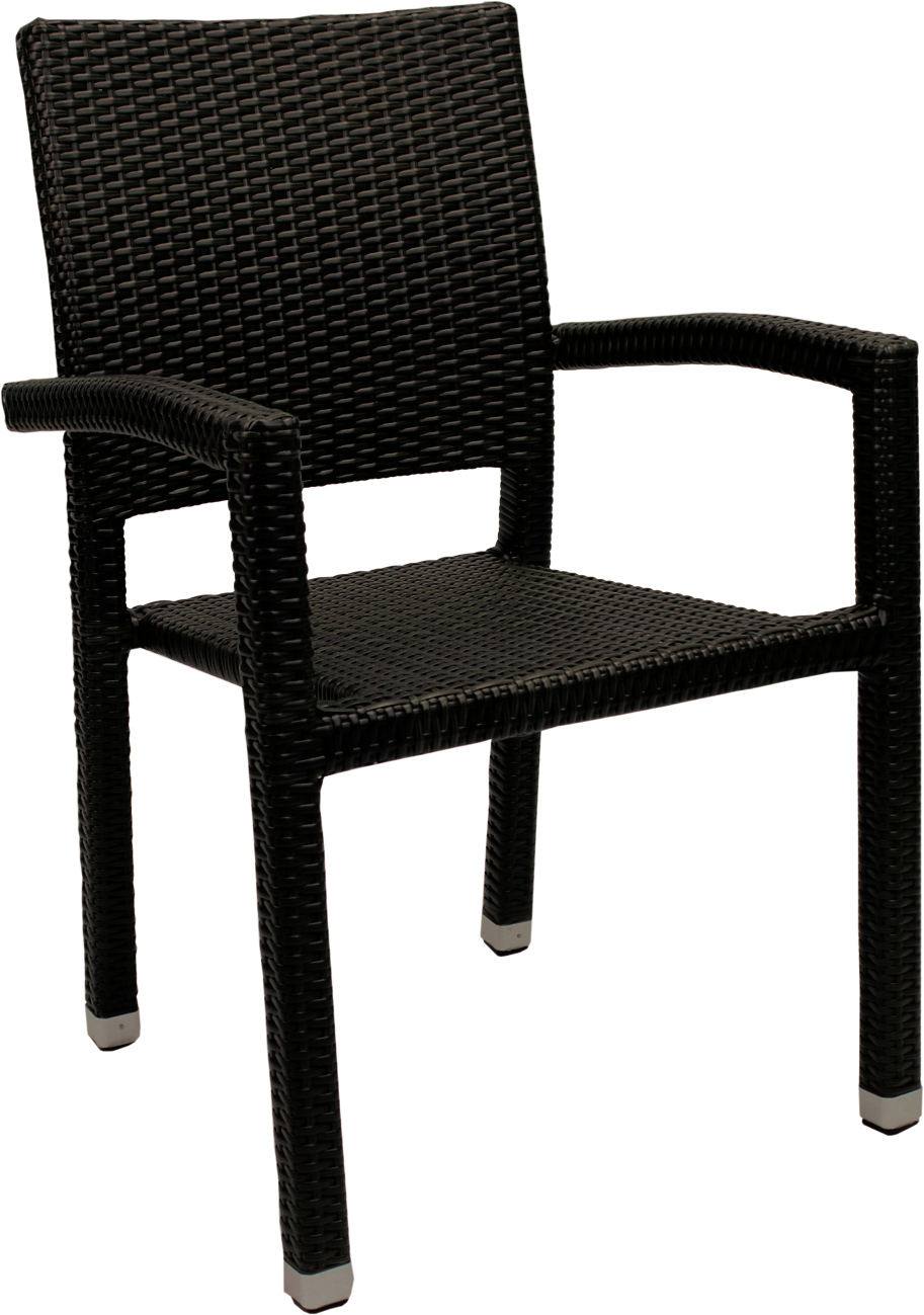 Изображение товара Кресло садовое KONWAY Порто черное искусственный ротанг алюминий 1 шт