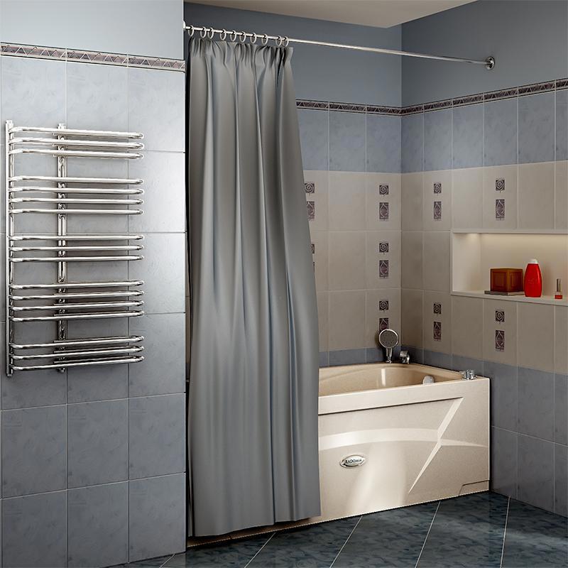 Изображение товара Карниз для шторки на ванну 2 м из нержавеющей стали хромированный RADOMIR