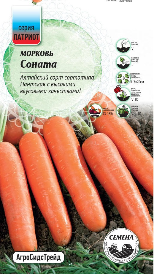 Изображение товара Семена овощей Патриот морковь Соната