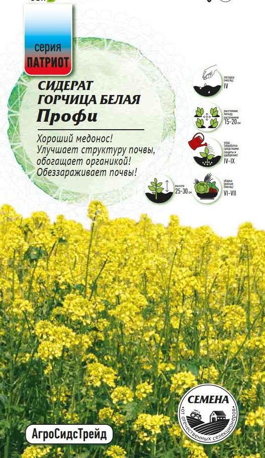 Изображение товара Семена овощей Патриот сидерат горчицы Профи белая