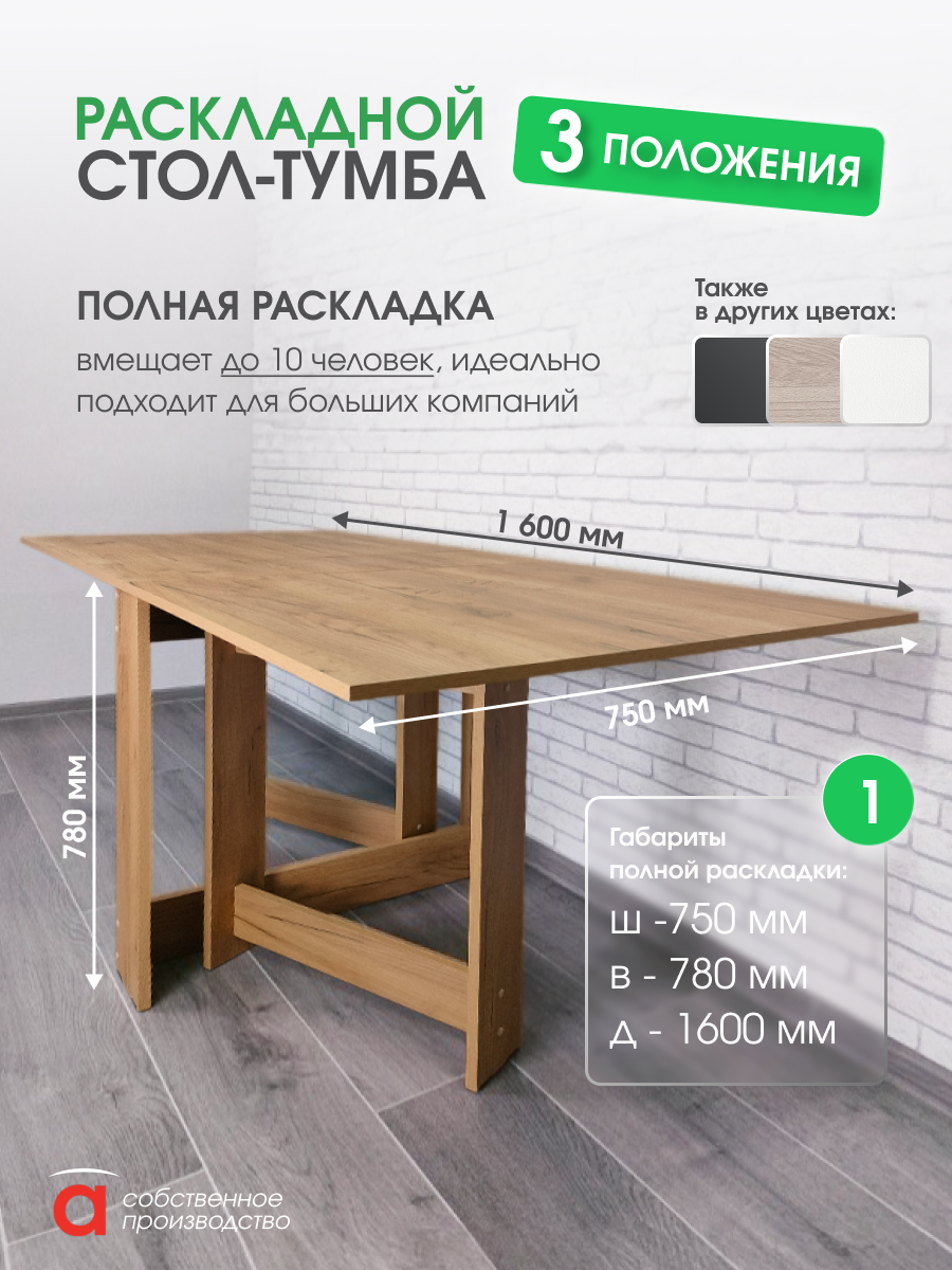 Изображение товара Кухонный прямоугольный раскладной стол Атмосфера из ЛДСП в стиле минимализм