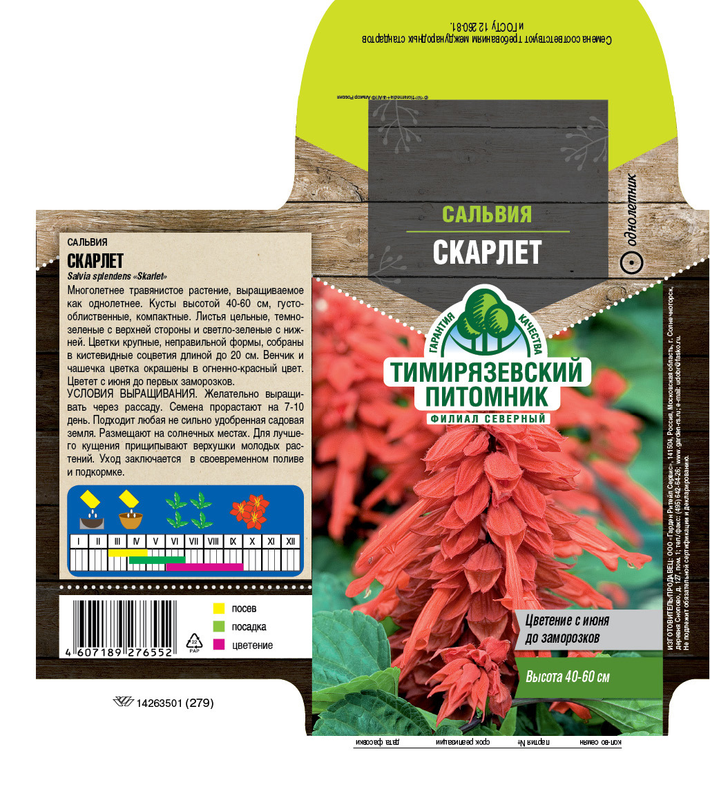 Изображение товара Семена цветов Тимирязевский питомник сальвия Скарлет