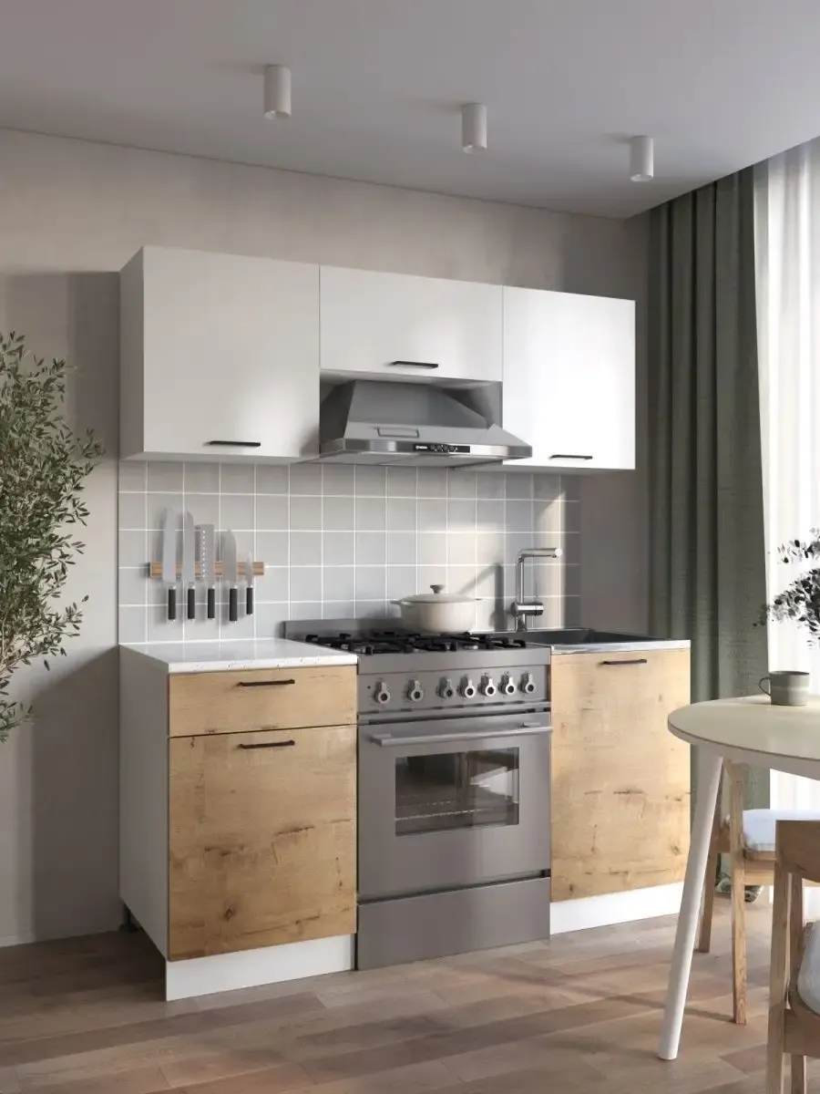 Изображение товара Кухонный гарнитур Дсв мебель Дуся 160x140.7x60 см ЛДСП цвет белый, дуб бунратти