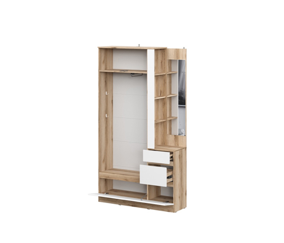 Изображение товара Комплект мебели для прихожей Mebilir МС Брайтон 120x217x37 см ЛДСП цвет дуб делано/белый