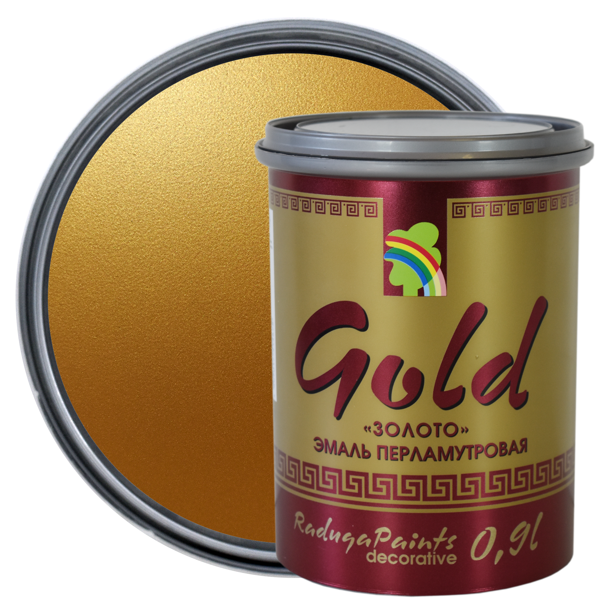 Изображение товара Эмаль акриловая Радуга перламутровое золото Р-117 0.9л декоративное покрытие
