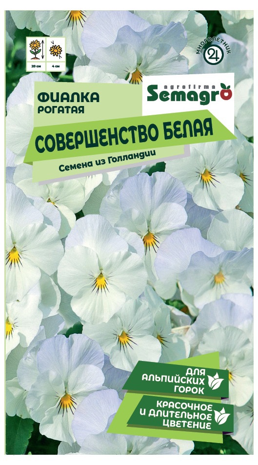 Изображение товара Семена цветов Semagro фиалка Белое совершенство