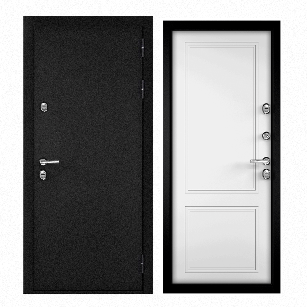 Изображение товара Входная дверь Buldoors Termo правый 205x86см цвет букле черный/белый матовый