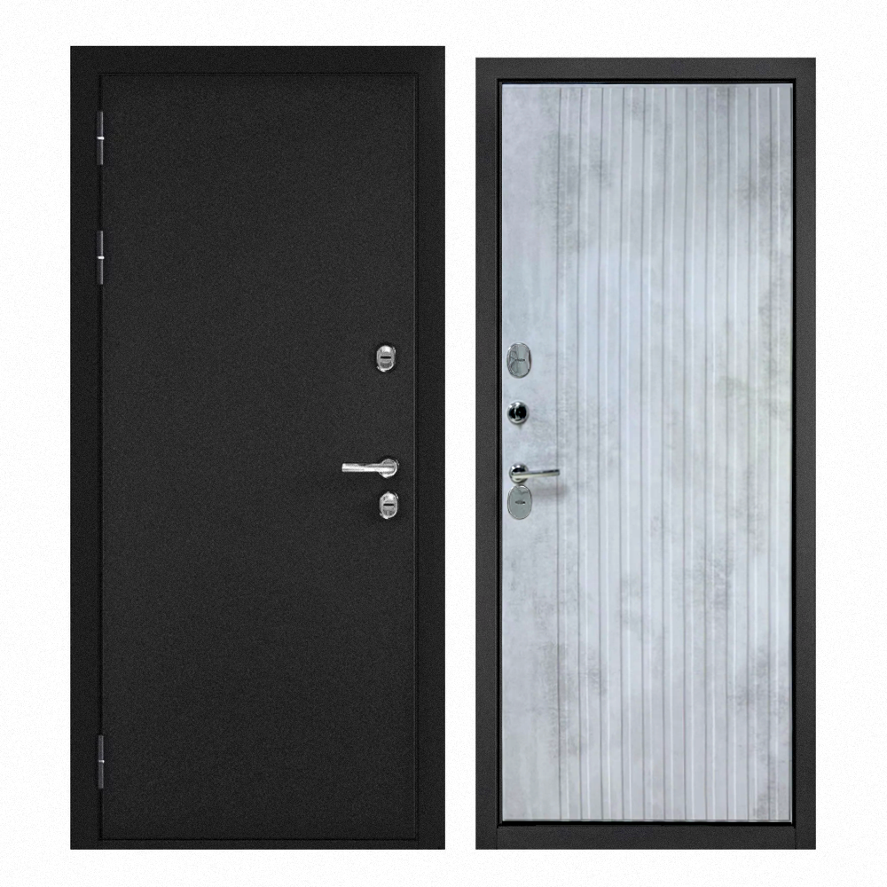Изображение товара Входная дверь Buldoors Termo левый 205x86см цвет букле черный/бетон снежный