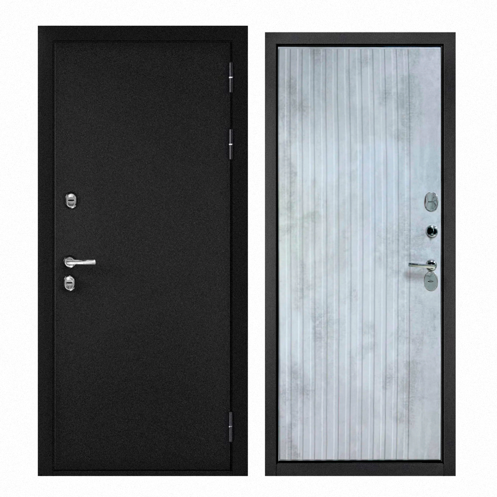 Изображение товара Входная дверь Buldoors Termo правый 205x86см цвет букле черный/бетон снежный